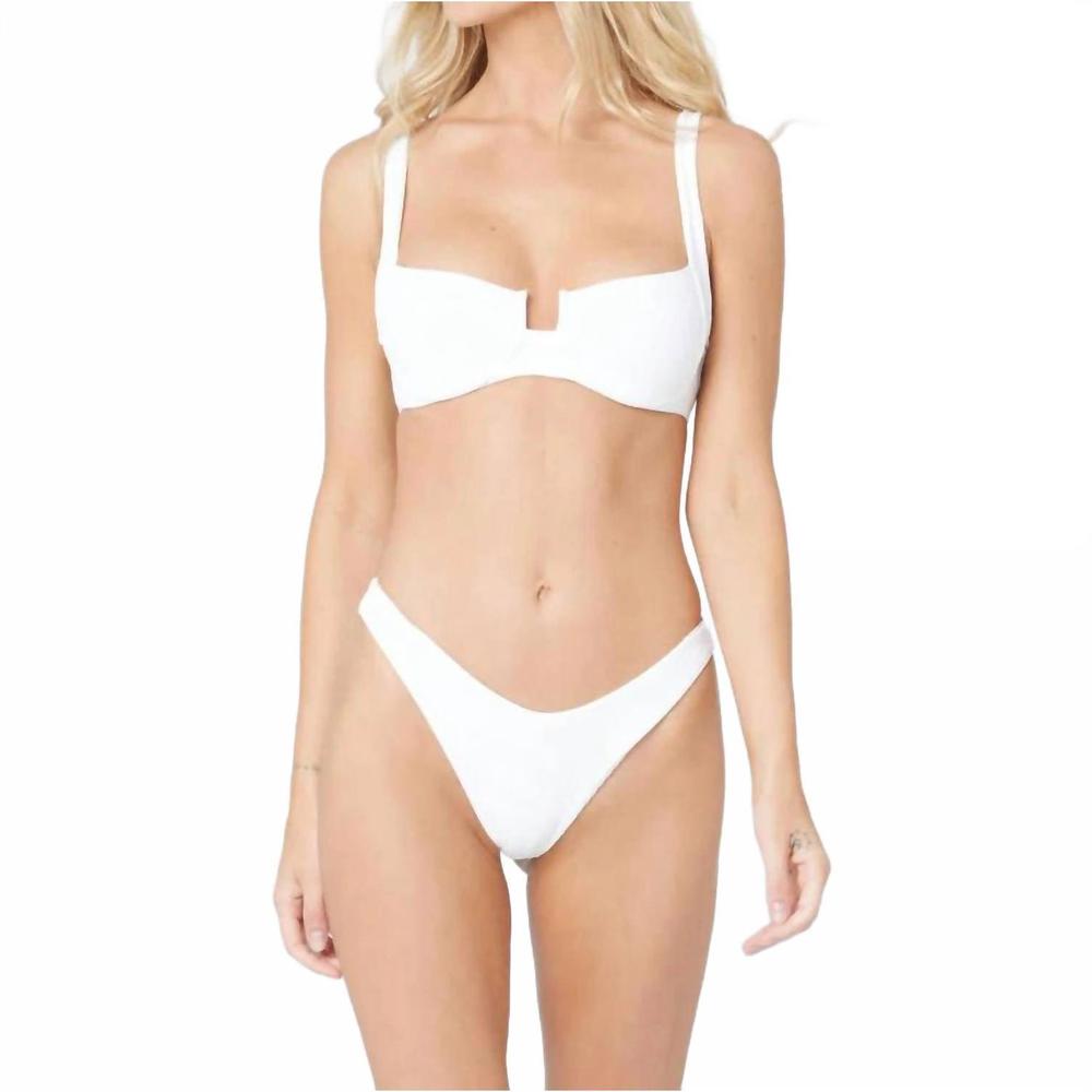 NEW L*SPACE pointelle rib camellia bikini top in white - Picture 5 of 5